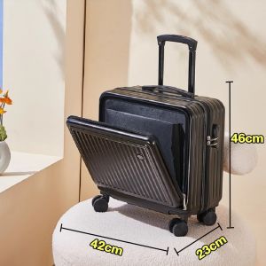 BOLDEDGE  18inch Luggage Travel Bag Charging Suitcase Travel Luggage Front Opening Boarding Case 行李箱 Bagasi
