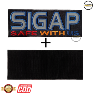 LOGO BORDIR SIGAP (SAFE WITH US) patch bordir komputer high quality bordir timbul / bisa cod