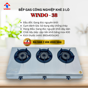 Bếp Khè Công Nghiệp 3 Lò WINDO - 38SI - Hàng Chính Hãng - Bảo Hành 2 Năm