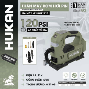Thân Máy bơm hơi pin HUKAN G2-BHP2120 Không Chổi Than Áp suất tối đa 120 psi Chân Pin Makita