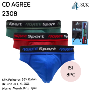[LUSIN] Celana Dalam Olahraga Pria AGREE 2308 / CD Pinggang Karet MODEL BOXER Sport  / Pakaian Dalam Cowok - sckmenwear GROSIR