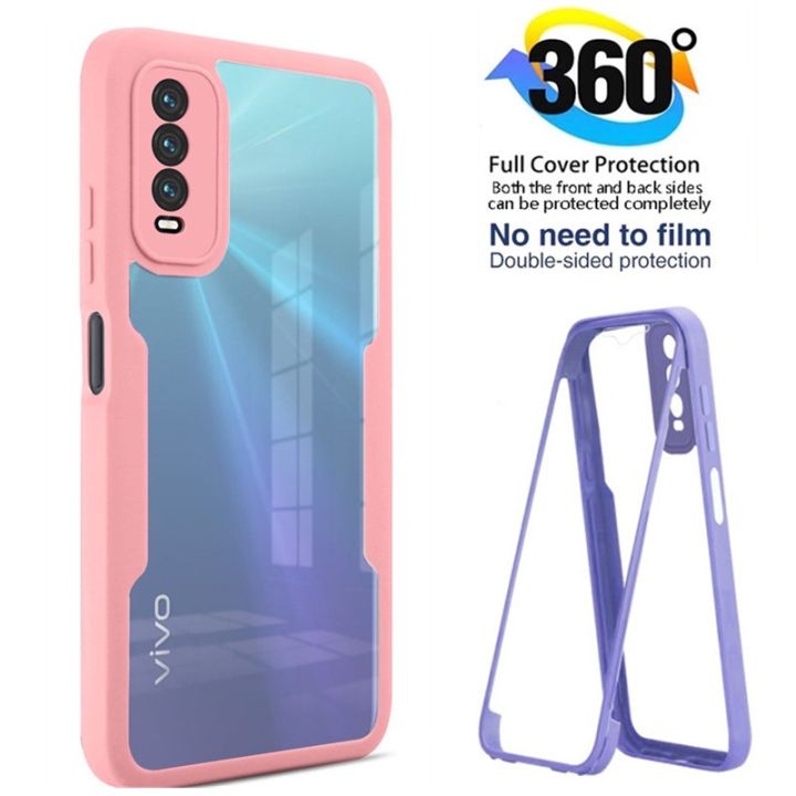 Double Side Phone Case For Vivo Y20 Y20i Y20T Y20S G Y12S Y12A Transparent  Clear Shockproof Casing 360° Full Protection Slim Soft Silicone Back Cover 