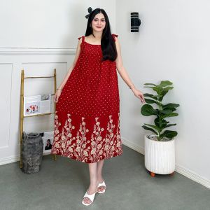 Daster Yukensi Motif Polka Kembang Bahan Rayon Premium nyaman di pakai sehari hari