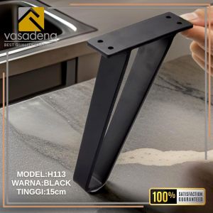 H113 Kaki Sofa Gold dan Matt Black 15cm / Kaki Besi Premium / Kaki Sofa stainless / Sofa Leg / Nakas