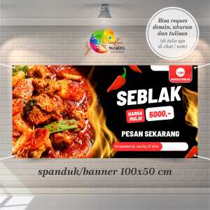 Cetak Spanduk Banner Merah Hitam Kreatif Seblak
