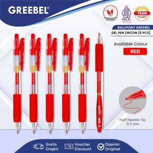 GREEBEL PULPEN GEL / Gel Pen Gp-506 Hi-tech Merah 0.3 (6PCS/SET) / Ballpen Gel Ballpoint Bolpen Bolpoin Pena Gel