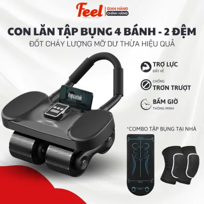 Con Lăn Tập Bụng 4 Bánh 2 Đệm Có Trợ Lực Kéo Về Dụng Cụ Plank Tại Nhà Tặng Kèm Thảm Kê Chân Đốt Cháy Lượng Mỡ Dư Thừa Của Bạn