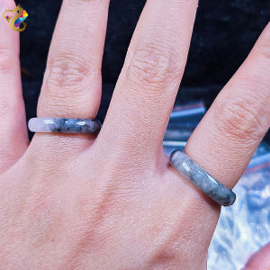 Premium Grade Icy Black Wu Ji Jadeite A-Grade Bangle Ring