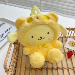 Kawaii Kuromi Pochacco Cinnamoroll Soft Plush Backpack Cute My Melody Pompom Purin School Bags Kids Gifts
