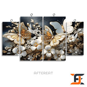 HIASAN DINDING 4 IN 1 SET BUTTERFLY PAPPERART WALLDECOR NUANSA ABSTRAK DECORATION HIASAN DAN PAJANGAN RUMAH KAYU AESTHETIC KEKINIAN