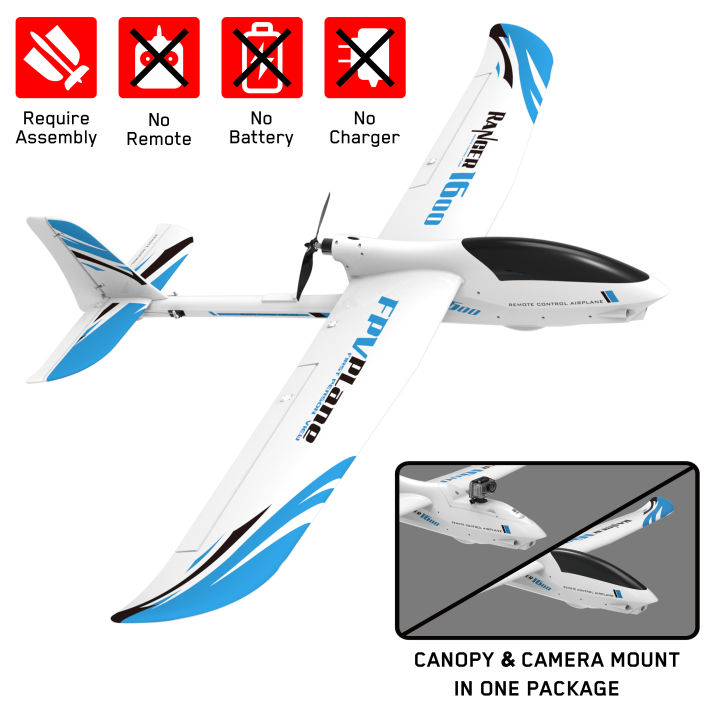 VOLANTEXRC RC plane 2.4Ghz 4 Channel FPV Ranger 1600 1.6M Wingspan Remote Control Pusher Glider