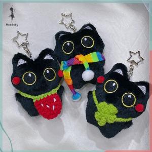 🔥ส่วนลด 10 บาท สำหรับการซื้อ 1 ชิ้น🔥ราคาถูก พวงกุญแจตุ๊กตาแมวดำการ์ตูนน่ารักกระเป๋าเป้สะพายหลังพวงกุญแจรถห้อยประดับรถของขวัญสำหรับเด็ก