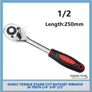 Gagang Ratchet Mata Kunci Shock KUNCI TORQUE STANG CVT RATCHET WRENCH 24 TEETH 1/4" 3/8" 1/2"