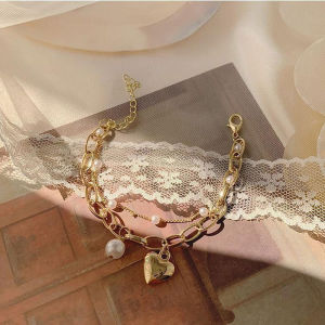 Korean Ladies Bracelet Pearl Love Jewelry Accessories