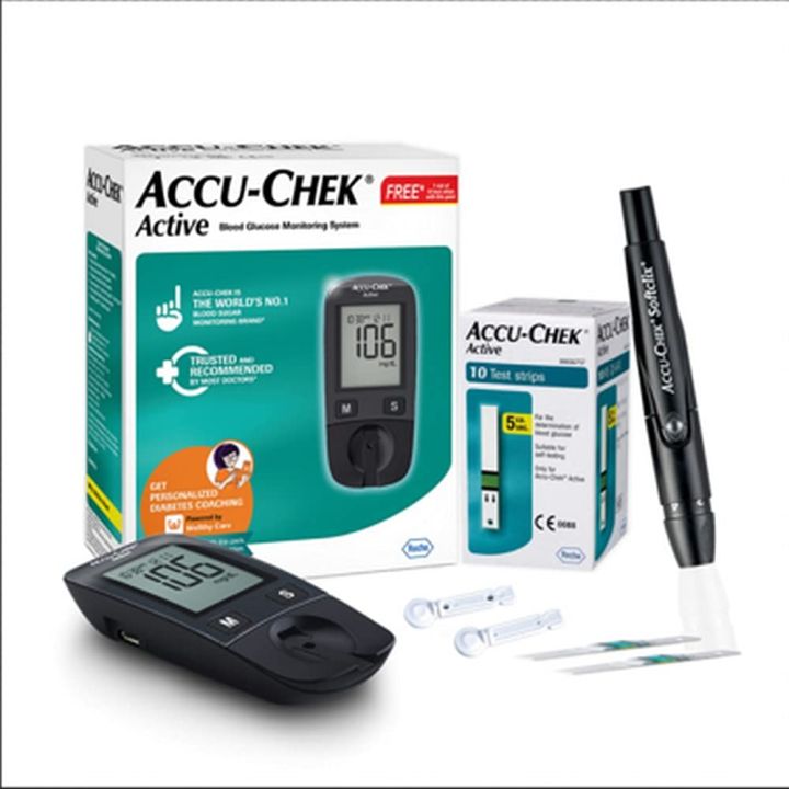 AccuChek Active Blood Glucose Kit With Vial Of 10 Strips