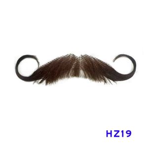 HZ 100% Real Human Hair Fake Beard Invisible Lace Base Natural Black Mustache For Men Daily Cosplay
