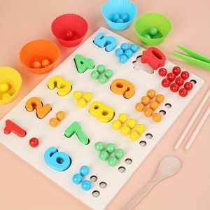 Childrens Wooden Educational Toys Math Enlightenment Color Classification Teaching Aids Exercise Babys Fine Hand Movements With Chopsticks And Bead Games