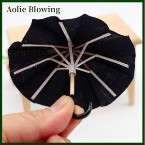 Aolie 1:12 Dollhouse Miniature Simulation Mini Black Umbrella Model Toys Accessories Decoration Retro Miniature Scene Ornaments
