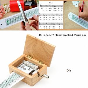 CHUAN 15 Tông Hộp nhạc gỗ Băng giấy Máy đục lỗ Hộp nhạc nhỏ Cổ điển Chất liệu gỗ Các loại nhạc cụ Dành cho những người yêu âm nhạc.