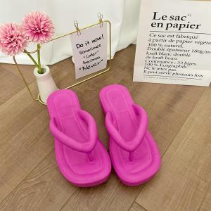 [Free Shipping] EVA Thick-Soled Flip-Flops For Women Solid Color Fashionable Casual And Suitable For Outdoor Wear And Beach Use In Summer