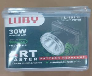 Penerangan outdoor lampu berkemah mendaki dan rekreasi lampu anti air atau waterproof Senter Kepala LUBY L-1911L  30W 30Watt tahan hingga 30 Jam