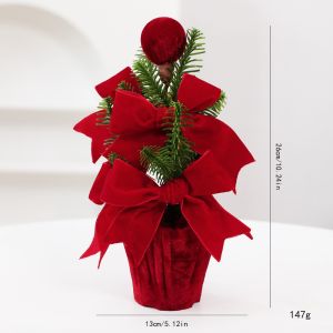 NALANILI Nhung Đồ trang trí cây thông Noel mini Kích thước nhỏ. Có thể tái sử dụng. trang trí Giáng sinh Nơ Cây cảnh Giáng sinh trong chậu phủ lớp nhung. Trong nhà