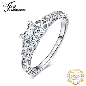 JewelryPalace Vintage Celtic 925 Sterling Silver Engagement Ring Cubic Zirconia Promise Simulate Diamond Rings for Women Jewelry