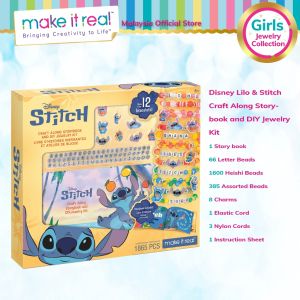 Make It Real Disney Stitch Craft Along Storybook and DIY Jewelry Kit (4232) Girls Friendship Bracelet Kit