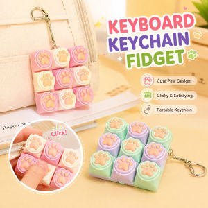 keyboard keychain fidget Keyboard Fidget Toy 9 Key Mechanical Keychain Cat Paw Keycaps Stress Relief