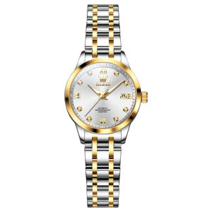 OLEVS 9946 Fashion Mechanical Women Watch Gift Stainless Steel Watchband Round-dial Wristwatch Calendar Luminous