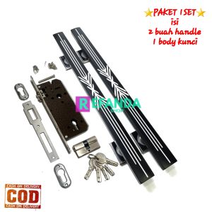 2bah tarikan pegangan pull gagang handle pintu dan 1 buah slot rumah kunci untuk daun pintu 1 pintu depan dan kamar