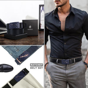 DOOPAI Genuine leather automatic buckle waist belt Vintage Metal Belt for man