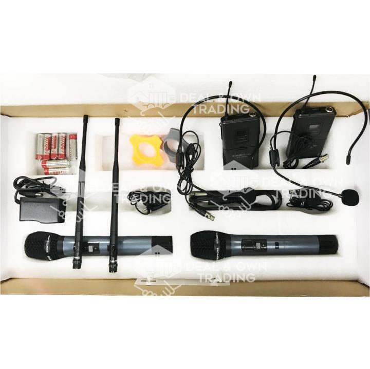 IMIX TR-6000 4 Channel Professional UHF Wireless Microphone System 2 ...