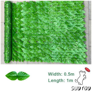 Sudyod【มีสินค้าในสต๊อก】 หญ้าเทียมพลาสติก ใบไม้เทียมตกแต่งผนัง 3D ขนาด 0.5x1 เมตร รั้วต้นใบไม้ปลอม ถอดออกได้ Artificial leaf fence