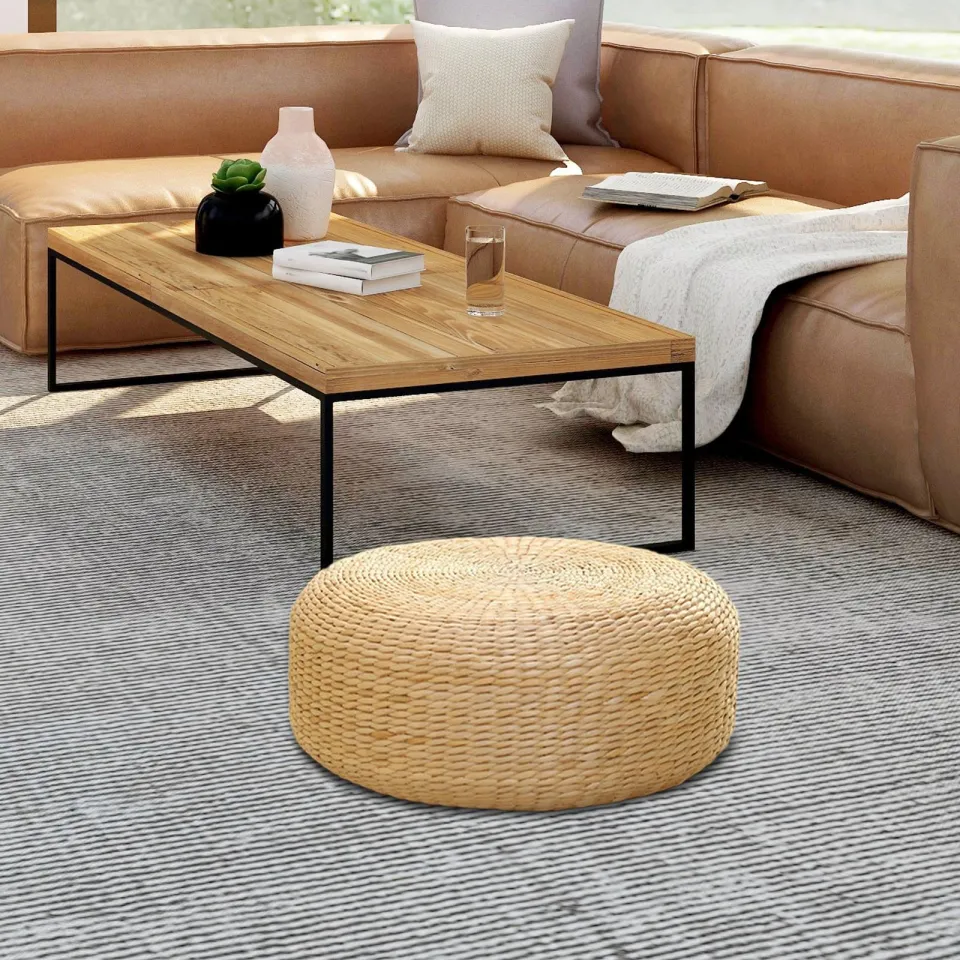 Taixer Japanese Style Seating Cushion Rattan Floor Pillow Handcrafted  Thicken Rustic Reading Tatami Seat Cushion for Indoor Floor Bedroom Balcony