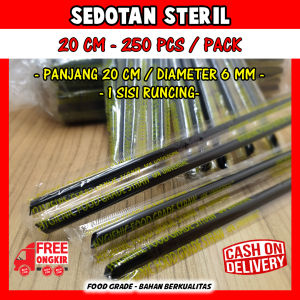 Sedotan plastik steril universal /higienis / food grade / 20 cm 1 sisi runcing