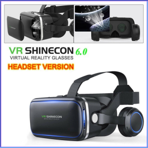PENGIRIMAN CEPAT Shinecon 6.0 VR Box Virtual Reality Glasses dengan Headphone / vr box untuk semua hp 3d lengkap 1 set game video murah dan film / kacamata virtual 3d untuk hp reality untuk bioskop