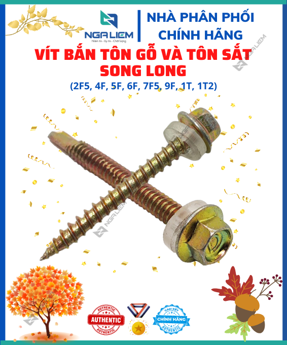 Vít Bắn Tôn Gỗ và Tôn Sắt Song Long 2F5, 4F, 5F, 6F, 7F5, 9F, 1T, 1T2 ...
