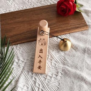 YESMILE Wooden Door Bell Strong Adhesive Door Opening Wind Chime Elegant Japanese Style Shopkeepers Bell for Business Garden