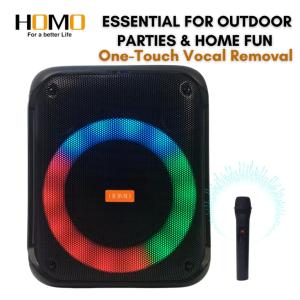 HOMO Portable Karaoke Speaker with Wireless Microphone 8.5inch Bass Driver Bluetooth Speaker FMRadio HM-8180
