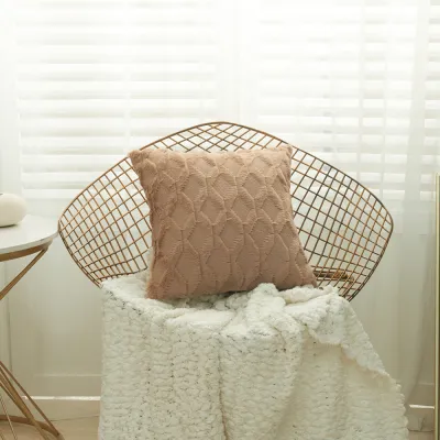 Soft Plush Cushion Cover 50x50cm/60x60cm Luxury Nordic Throw Pillow Cover Decorative Faux Fur Pillow Case Square Shell for Sofa Bed Couch Living Room Home Decor