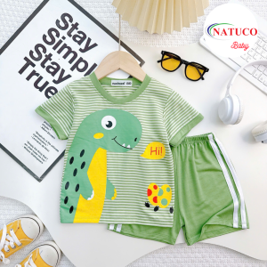 BỘ QUẦN ÁO TAY NGẮN TRẺ EM VẢI THUN LẠNH KẺ SỌC NATUCO TN-012
