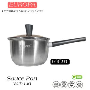 Europa Panci Susu Stainles Tutup Kaca Mpasi Food Grade Bahan Stainless Tebal Sauce Pan
