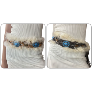 Fashion Woven Rope Belt Crochet Travel Waiststrap Waist Ornament Accessories Ethnic Turquoise Belt for Women Daily Use