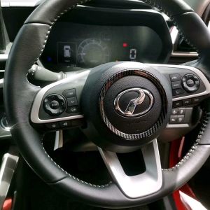 Vemart Perodua ativa car sterring wheel sequins frame cover garnish Chrome carbon fiber