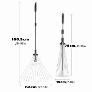 Daywalker 76cm-166cm Adjustable Telescopic Metal Garden Leaf Leaves Rake Grass rake withered leaf rake steel wire rake grass telescopic multi tooth rake gardening tool