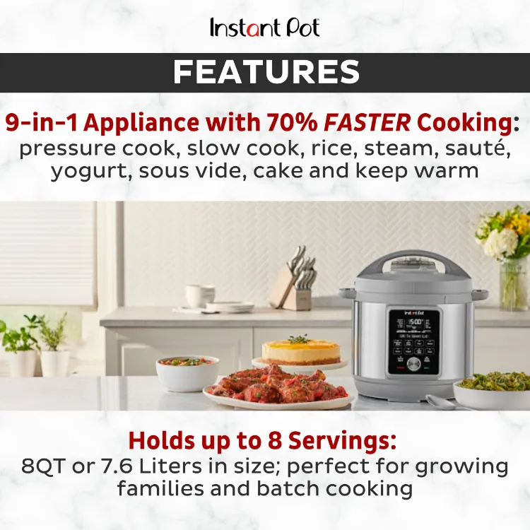 Instant Pot Duo Plus 9-in-1 Multifunction Smart Pressure Cooker