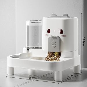 SKISOPGO 2 in1 Pet Automatic Feeders Dog Cat Food Water Bowls Large Capacity Dispenser Mangkuk Kucing