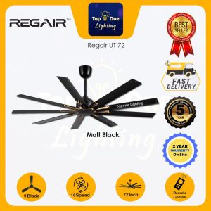 REGAIR UT 62" / REGAIR UT 72" DC Motor Ceiling Fan with 9 Blades (16 Speed Remote) Kipas Siling Besar