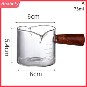 Heabety 70 75ml Espresso Shot Glass đôi Spout Glass đo cup chịu nhiệt xử lý rõ ràng quy mô rượu vang Sữa Cà Phê Đo Jug
